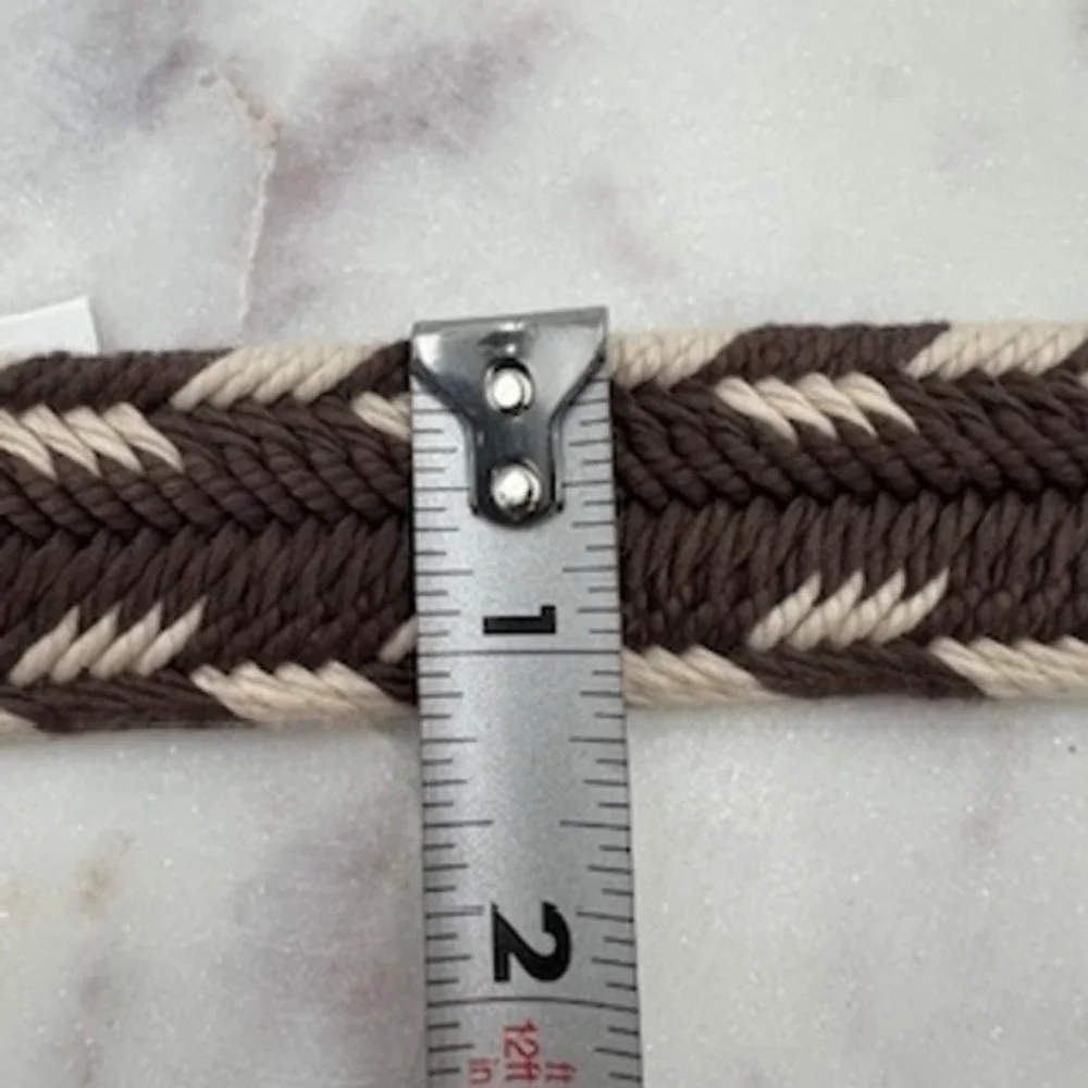 Goodfellow &‎ Co Mens XL Braided Stretch Belt Brown Cream Woven fits 40-42 NWT